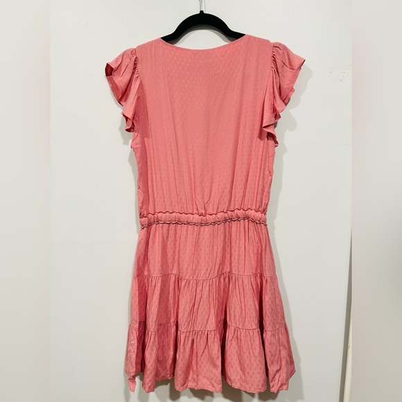 Paige Rosalee Ruffle Sleeve Mini Dress in the color Lipstick Pink. - Picture 8 of 8